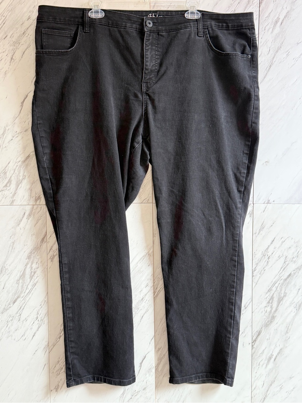 Style & Co Black Slim Leg Stretch Jeans Womens 24W Plus High Rise Denim Pants